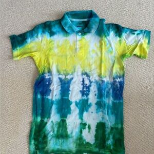 Hand tie dyed collar shirt
